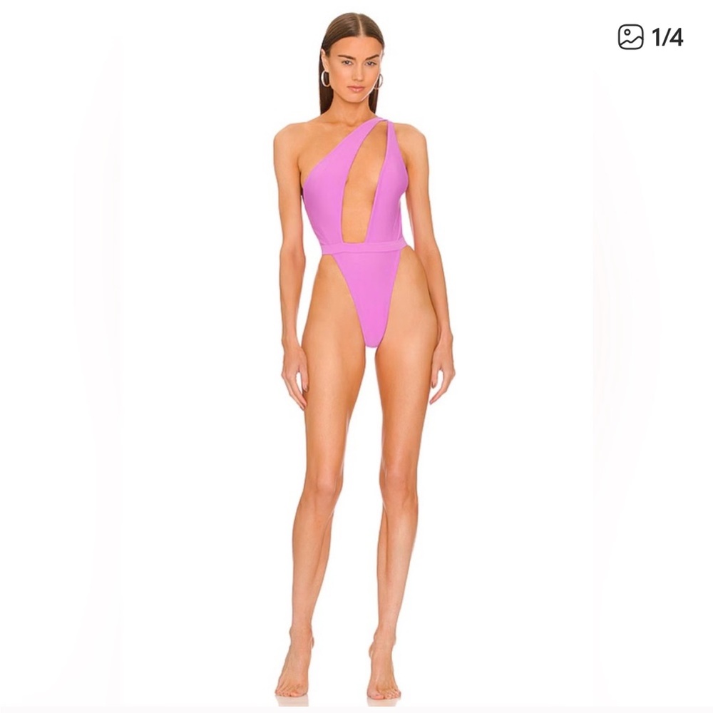 Michael Costello Kasie Cutout One-Piece Swimsuit in electric purple
